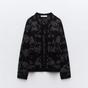 Zara Black Cardigan with Silver Accents